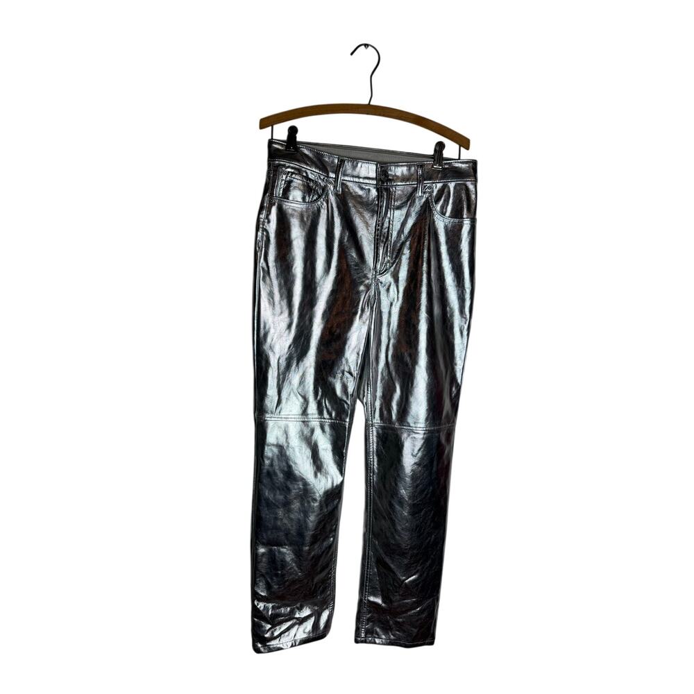 Gap Cheeky Straight High Rise Metallic Silver Pants Size 30 / 10R